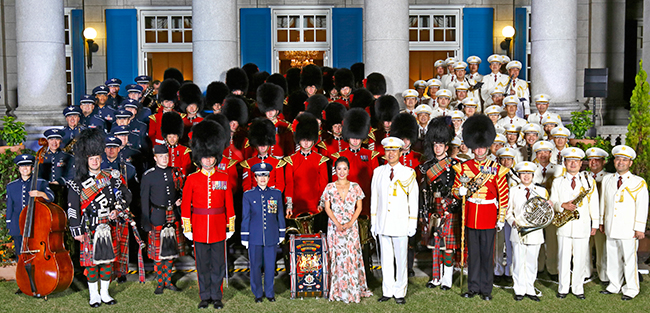 The military bands representing Japan, the US and the UK performed at the British Armed Forces Day event in October.