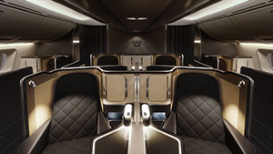 The new aircraft offers eight first-class suites.