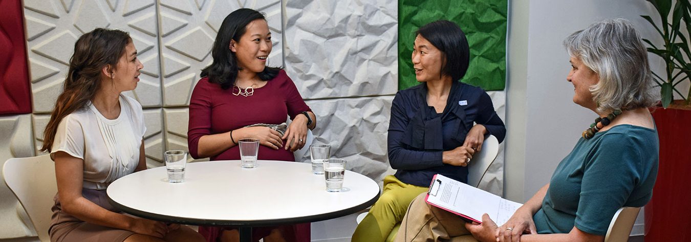 From left: Maxine Cheyney, BCCJ ACUMEN staff writer; Xue Wang, senior associate at Allen & Overy Tokyo; Maiko Itami, marketing manager at EF Education First Japan K.K.; and Jane Best OBE, chief executive officer of Refugees International Japan.