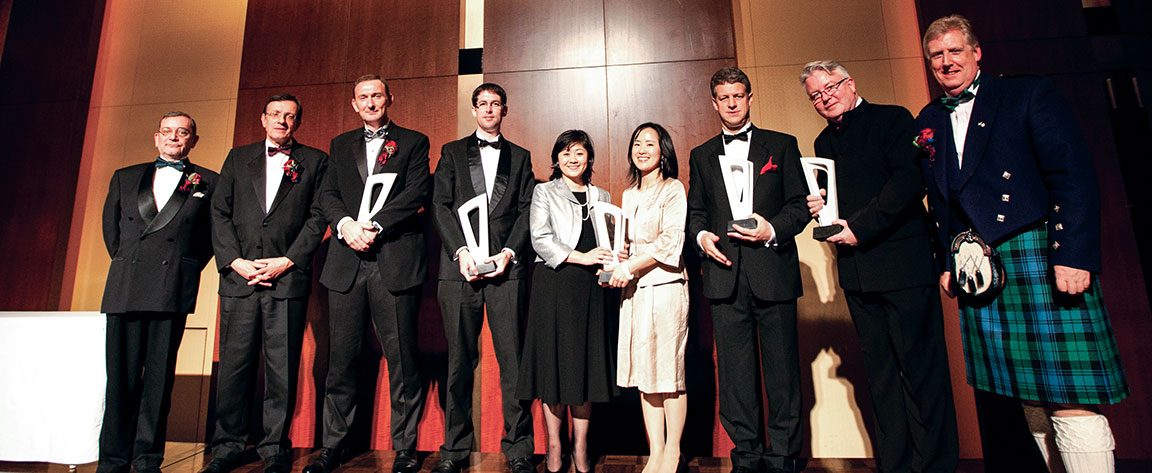 Ian de Stains OBE (left) with the winners of the 2010 British Business Awards.